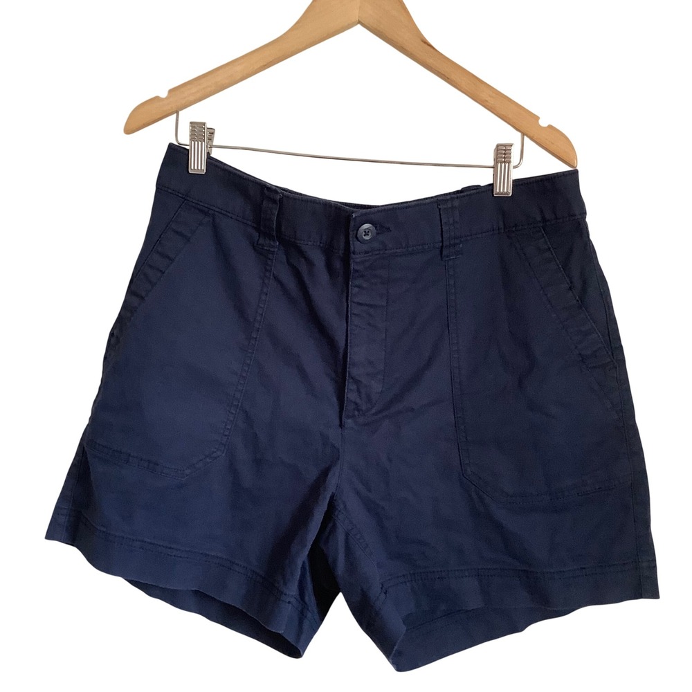 Old Navy OG Chino Shorts Womens Large Navy Blue High Rise Elastic Back Cotton